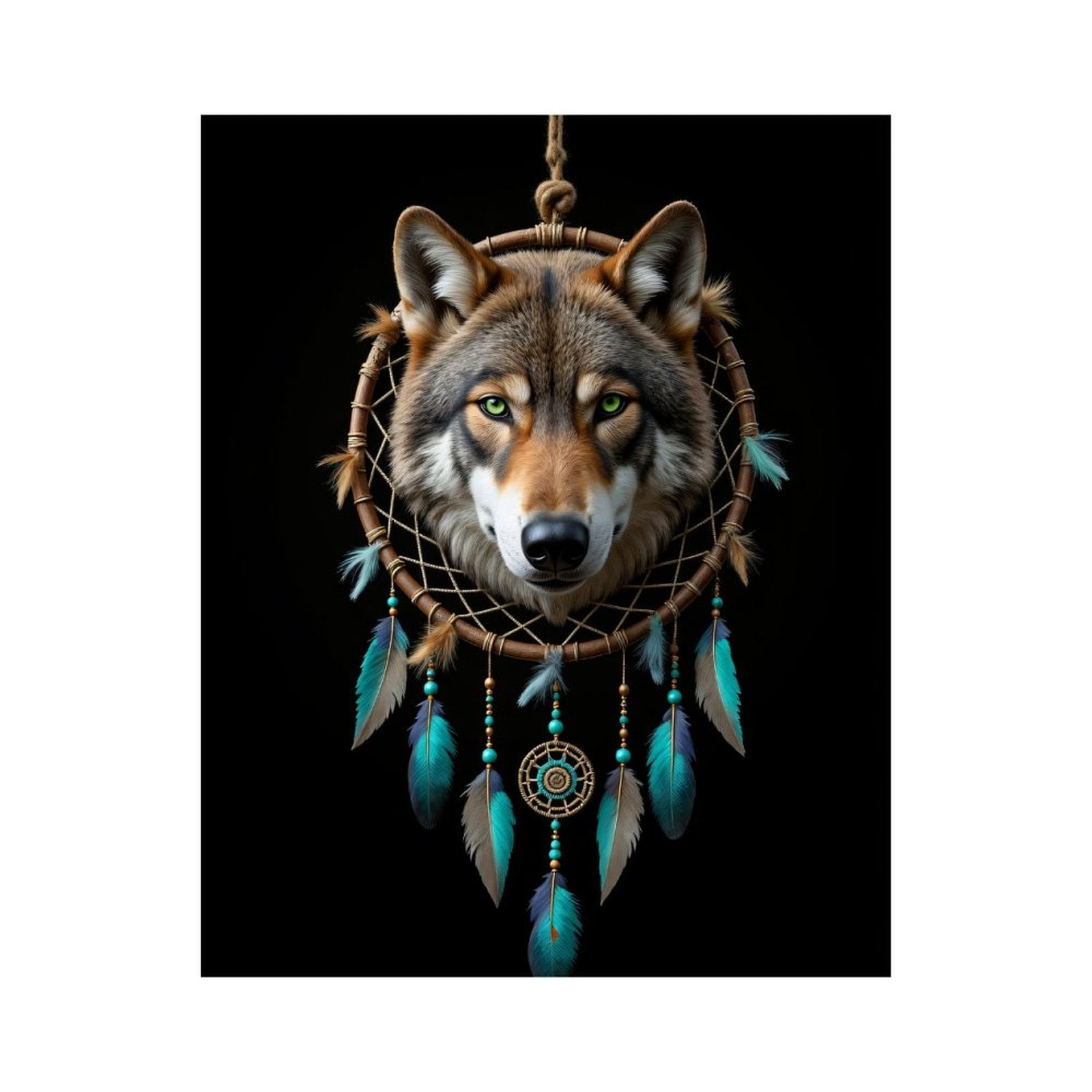 Paint By Numbers Kit for Adults Beginner - Wolf Dreamcatcher Art Feathers DIY Canvas Painting Kits for Adults, Frameless Paint By Number for Adults for Home Wall Decor 16x20 Inch