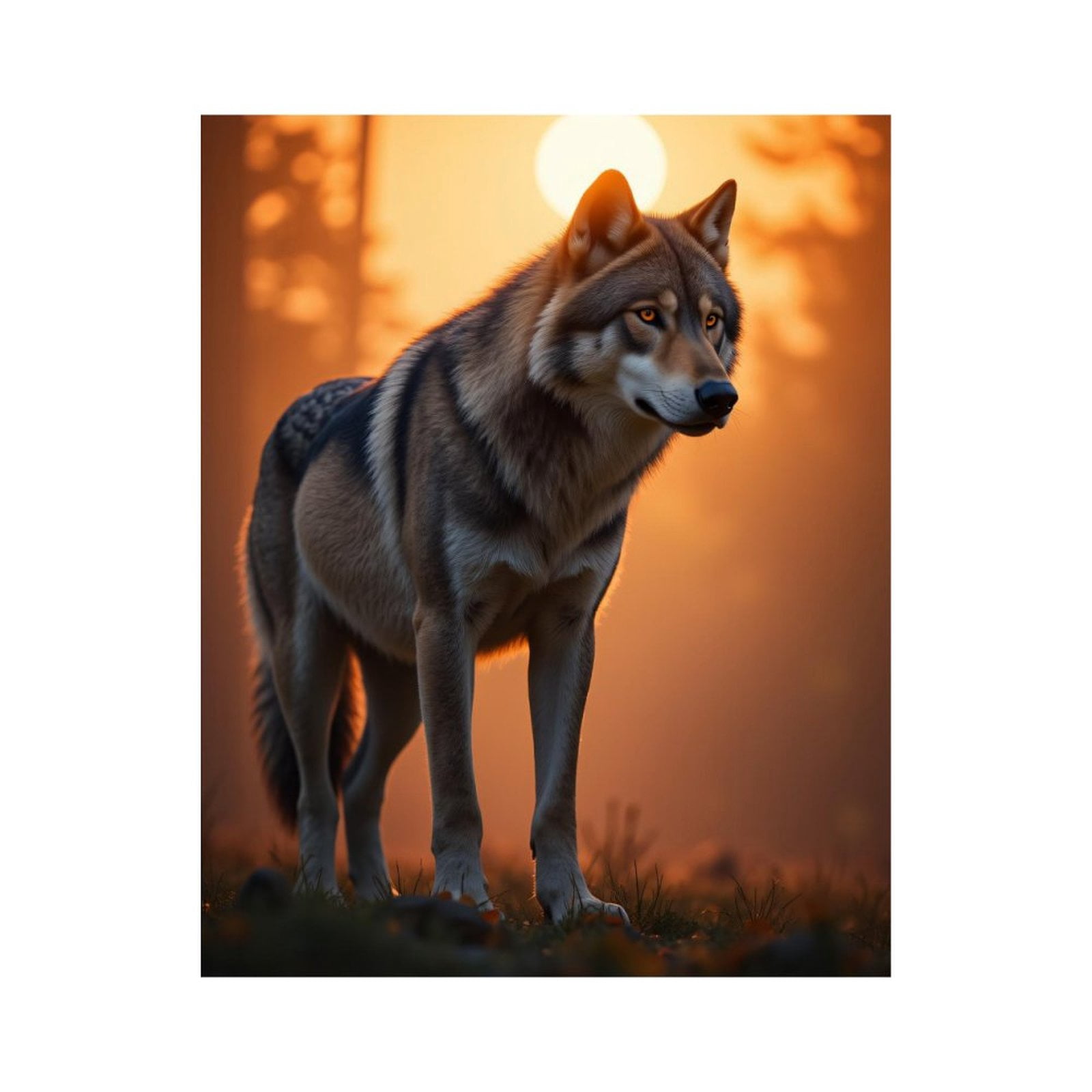 Paint By Numbers Kit for Adults Beginner - Wolf Sunset Forest Silhouette Wildlife DIY Canvas Painting Kits for Adults, Frameless Paint By Number for Adults for Home Wall Decor 16x20 Inch