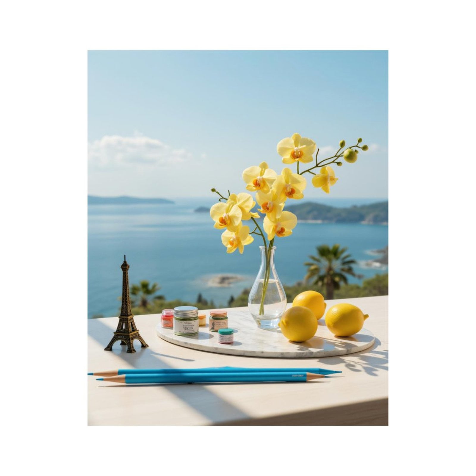 Paint By Numbers Kit for Adults Beginner - Yellow Orchid Lemons Art Supplies Ocean DIY Canvas Painting Kits for Adults, Frameless Paint By Number for Adults for Home Wall Decor 16x20 Inch
