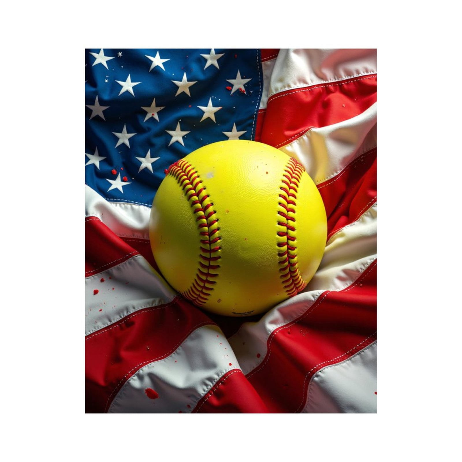 Paint By Numbers Kit for Adults Beginner - Yellow Softball American Flag DIY Canvas Painting Kits for Adults, Frameless Paint By Number for Adults for Home Wall Decor 16x20 Inch