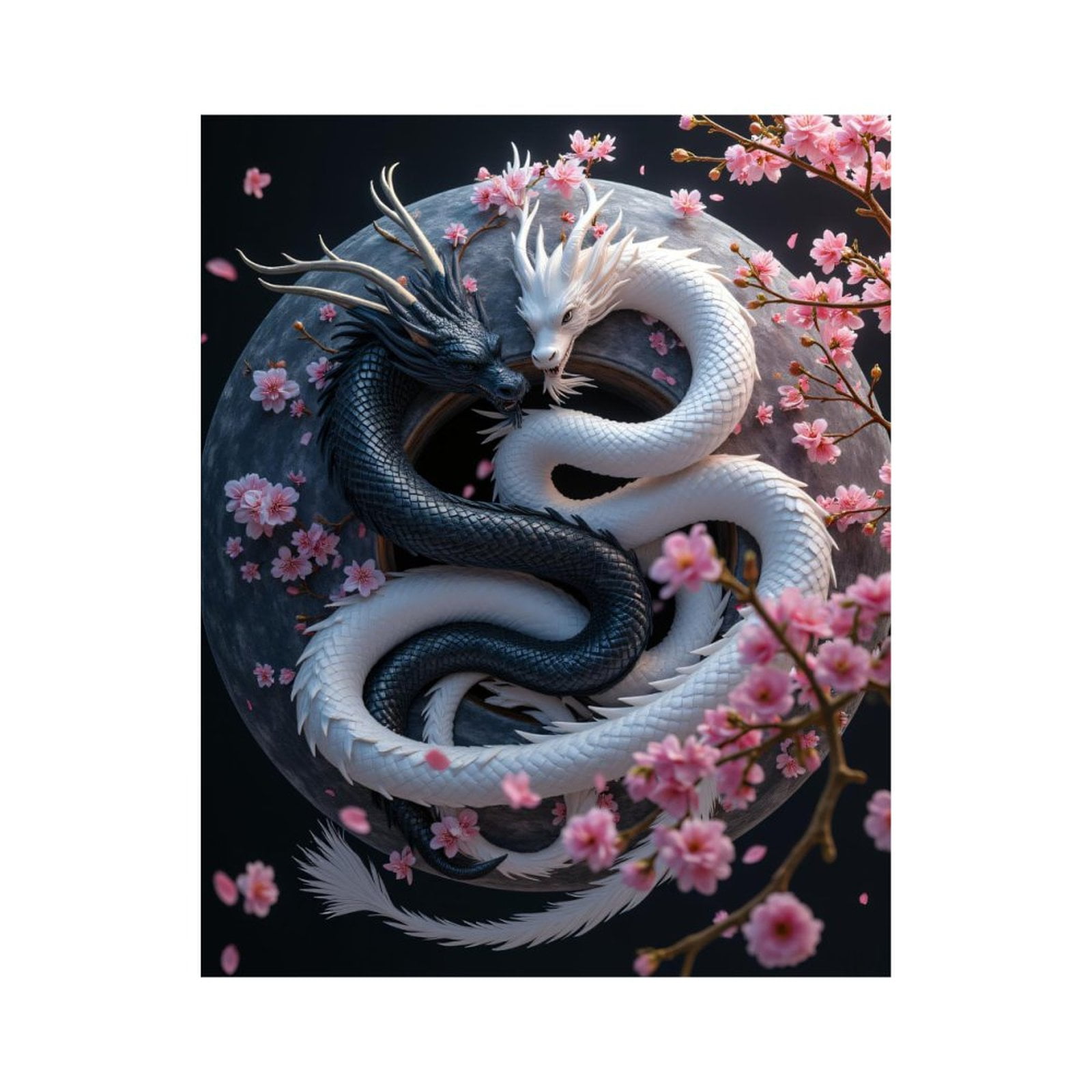 Paint By Numbers Kit for Adults Beginner - Yin Yang Dragons Cherry Blossoms DIY Canvas Painting Kits for Adults, Frameless Paint By Number for Adults for Home Wall Decor 16x20 Inch