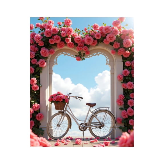 Paint by Numbers Kit for Adults, Bicycle Arch Roses Romantic Scene Paint by Numbers, Easy Paint by Numbers Kit for Adults Beginner, DIY Adult Paint by Number Kits on Canvas, 12x16in Home Decor