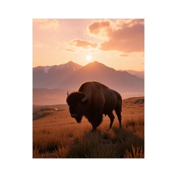 Paint by Numbers Kit for Adults, Bison Sunset Mountain Landscape Paint by Numbers, Easy Paint by Numbers Kit for Adults Beginner, DIY Adult Paint by Number Kits on Canvas, Home Decor