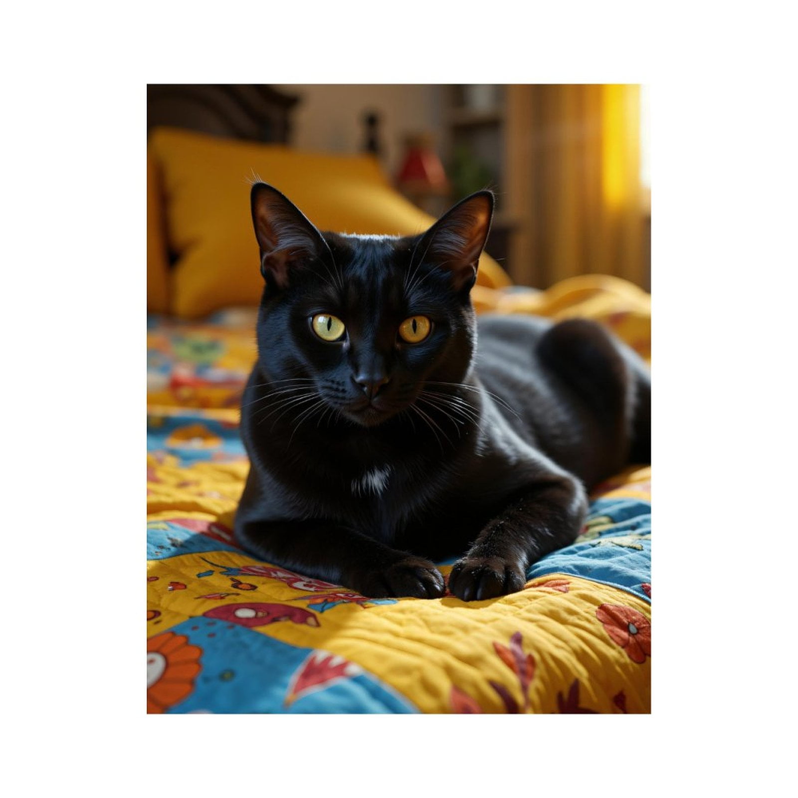 Paint by Numbers Kit for Adults, Black Cat Colorful Bed Quilt Paint by Numbers, Easy Paint by Numbers Kit for Adults Beginner, DIY Adult Paint by Number Kits on Canvas, Home Decor