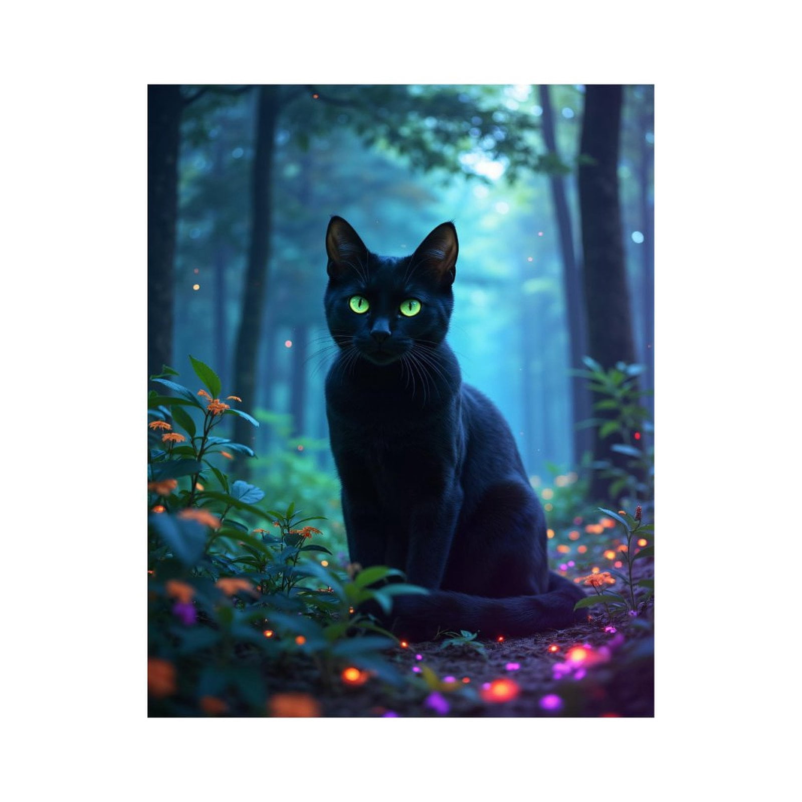 Paint by Numbers Kit for Adults, Black Cat Enchanted Forest Glowing Paint by Numbers, Easy Paint by Numbers Kit for Adults Beginner, DIY Adult Paint by Number Kits on Canvas, Home Decor