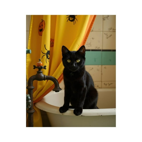 Paint by Numbers Kit for Adults, Black Cat Halloween Shower Curtain Paint by Numbers, Easy Paint by Numbers Kit for Adults Beginner, DIY Adult Paint by Number Kits on Canvas, Home Decor