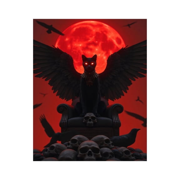 Paint by Numbers Kit for Adults, Black Cat Wings Throne Red Moon Paint by Numbers, Easy Paint by Numbers Kit for Adults Beginner, DIY Adult Paint by Number Kits on Canvas, Home Decor 12x16in