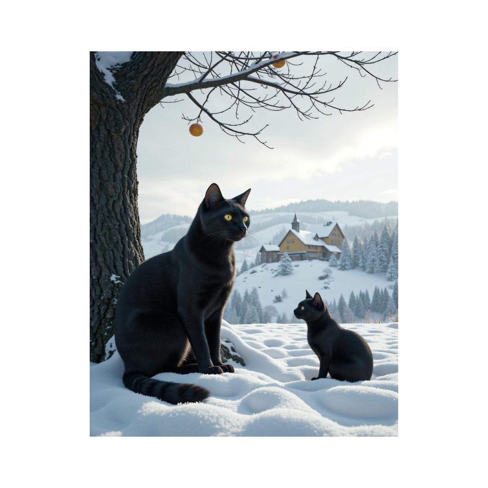 Paint by Numbers Kit for Adults, Black Cats Snowy Landscape Cabin Paint by Numbers, Easy Paint by Numbers Kit for Adults Beginner, DIY Adult Paint by Number Kits on Canvas, Home Decor