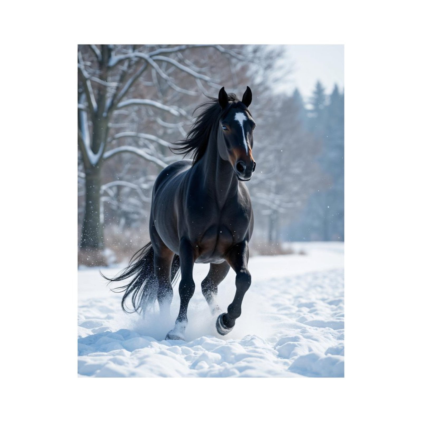 Paint by Numbers Kit for Adults, Black Horse Winter Gallop Paint by Numbers, Easy Paint by Numbers Kit for Adults Beginner, DIY Adult Paint by Number Kits on Canvas, Home Decor