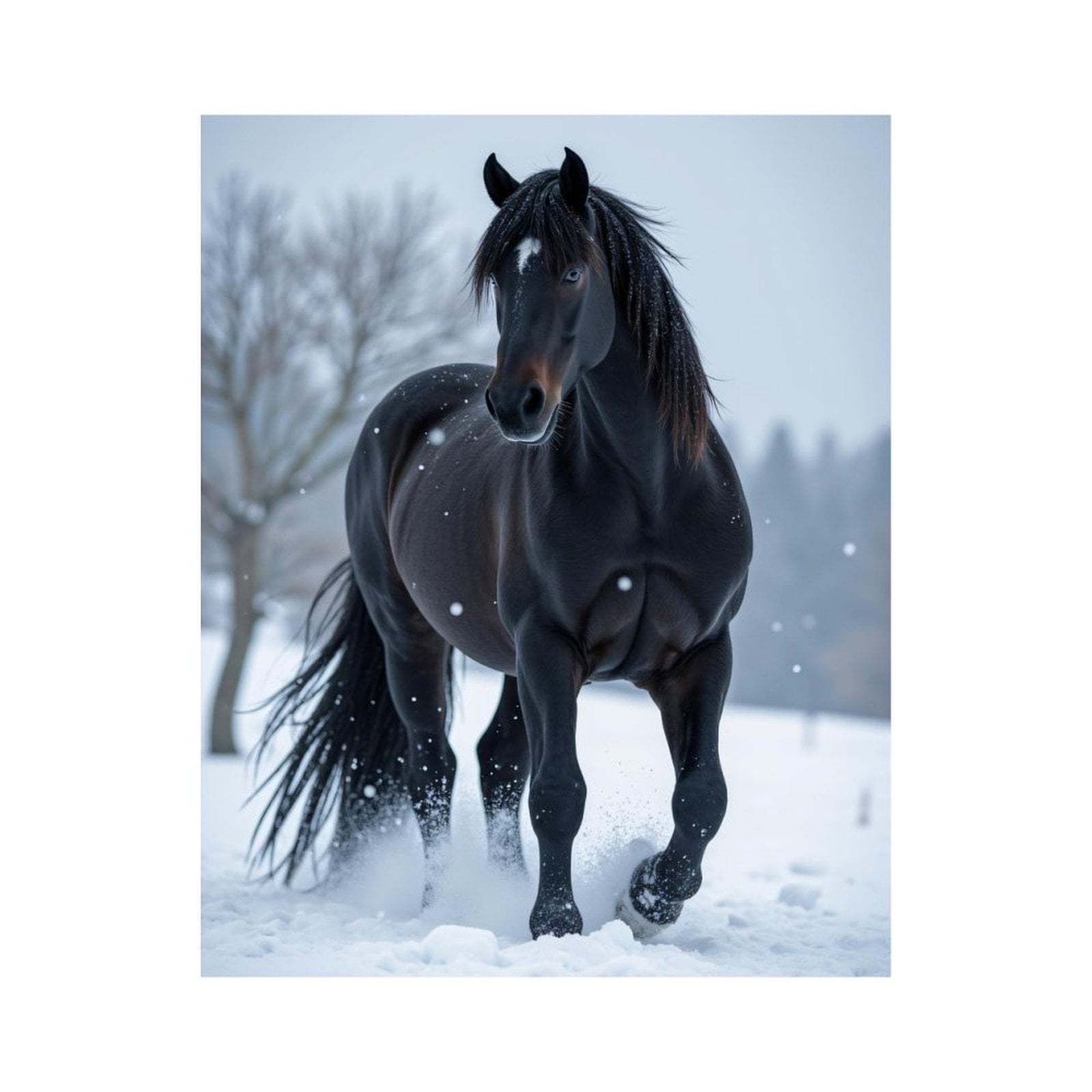 Paint by Numbers Kit for Adults, Black Horse Winter Snow Scene Paint by Numbers, Easy Paint by Numbers Kit for Adults Beginner, DIY Adult Paint by Number Kits on Canvas, Home Decor