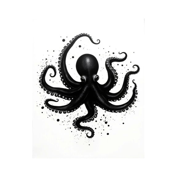 Paint by Numbers Kit for Adults, Black Ink Octopus Art Splatter Paint by Numbers, Easy Paint by Numbers Kit for Adults Beginner, DIY Adult Paint by Number Kits on Canvas, Home Decor