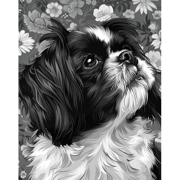 Paint by Numbers Kit for Adults -Black and White Shih Tzu - Beginner Oil Paingting Kits Drawing DIY Acrylic Arts Craft Kit Gift for Home Decor 16x20 Inch-