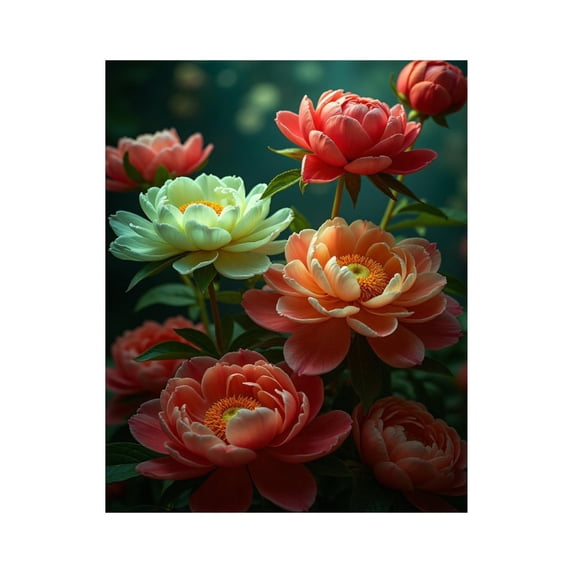 Paint by Numbers Kit for Adults, Blooming Peonies In Soft Light Paint by Numbers, Easy Paint by Numbers Kit for Adults Beginner, DIY Adult Paint by Number Kits on Canvas, 12x16in Home Decor