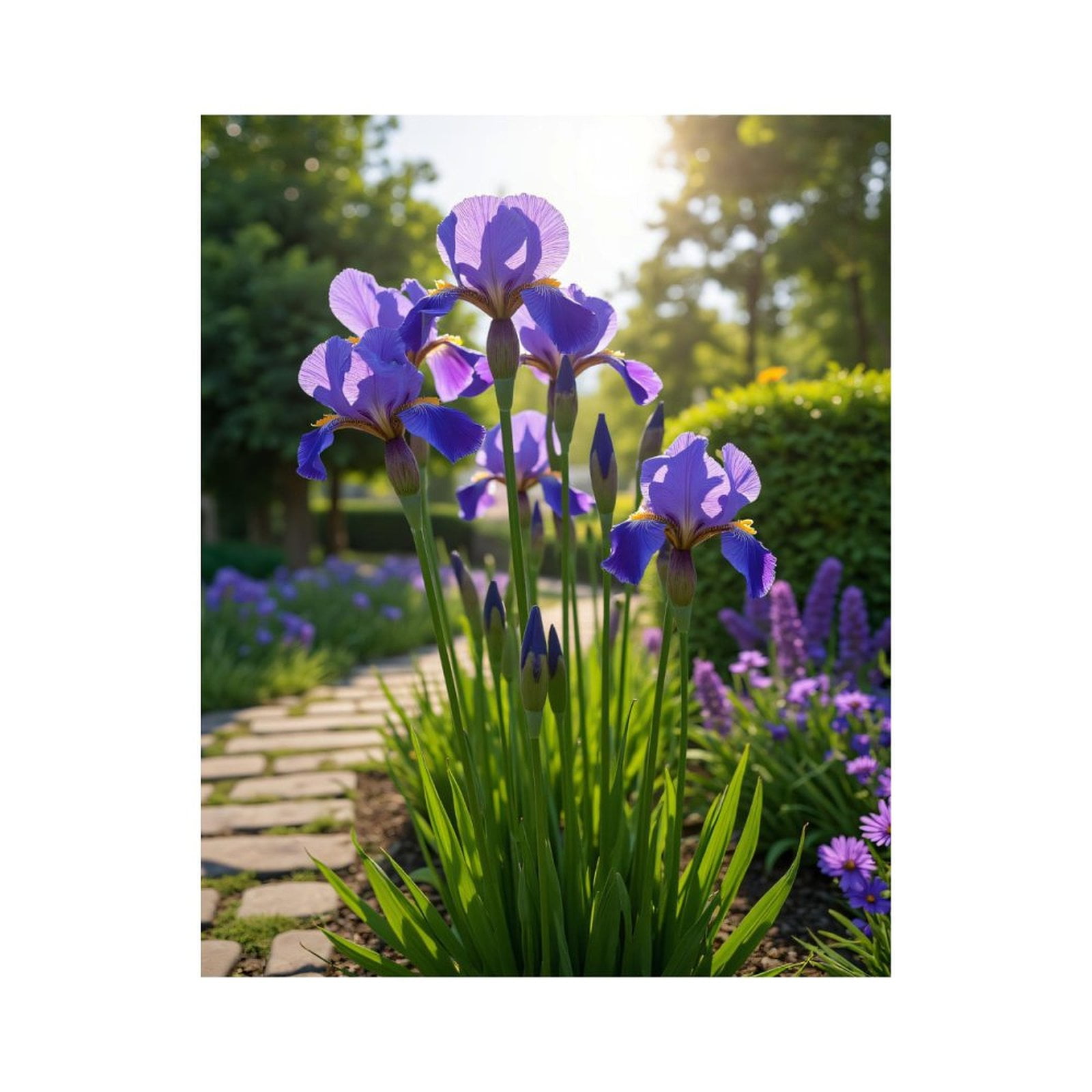 Paint by Numbers Kit for Adults, Blooming Purple Iris Garden Path Paint by Numbers, Easy Paint by Numbers Kit for Adults Beginner, DIY Adult Paint by Number Kits on Canvas, 12x16in Home Decor