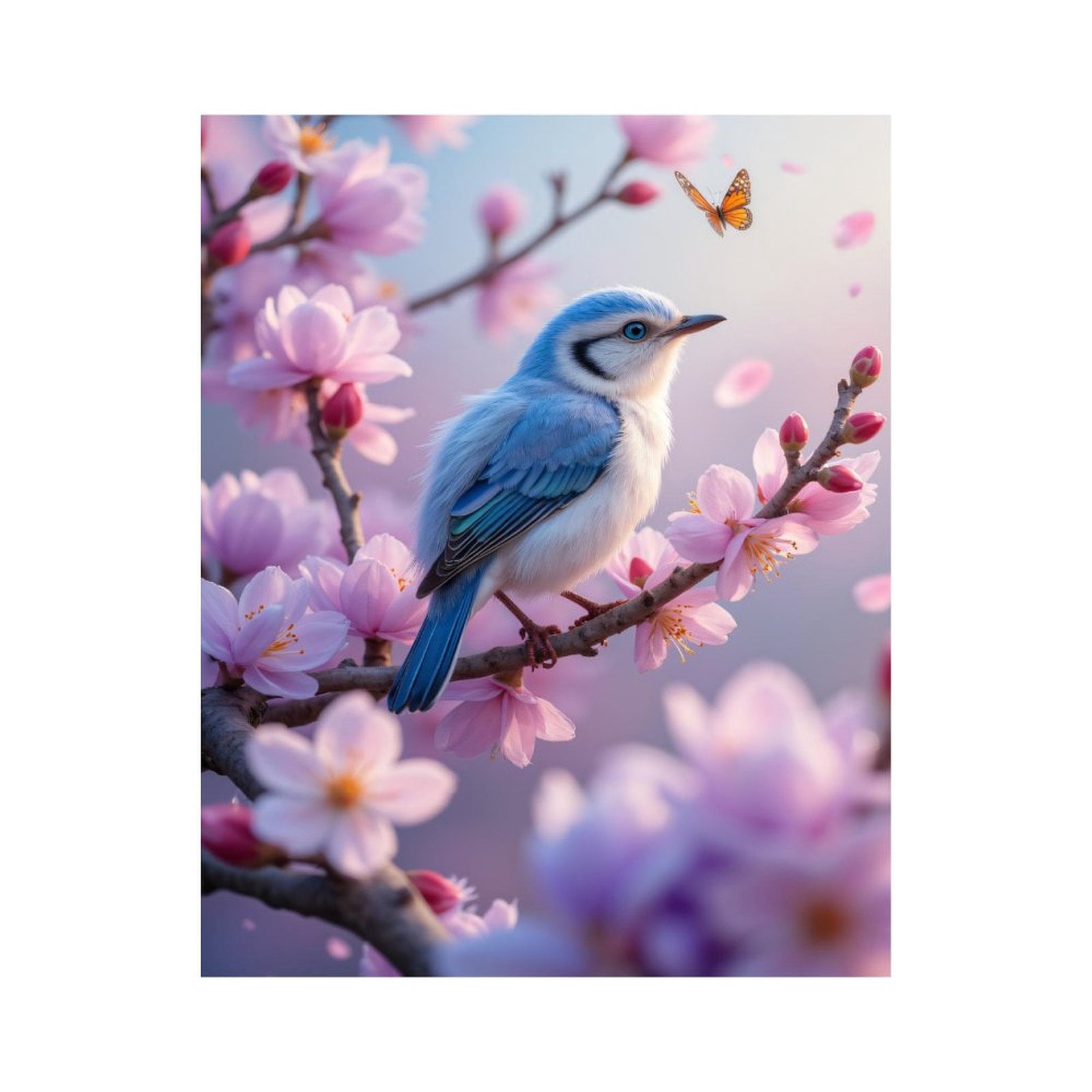 Paint by Numbers Kit for Adults, Blue Bird Cherry Blossoms Butterfly ...