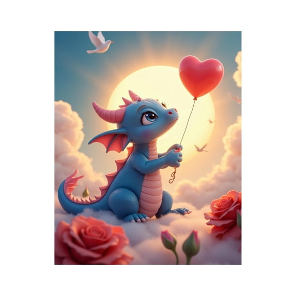 Paint by Numbers Kit for Adults, Blue Dragon Balloon Roses Sky Paint by Numbers, Easy Paint by Numbers Kit for Adults Beginner, DIY Adult Paint by Number Kits on Canvas, 12x16in Home Decor