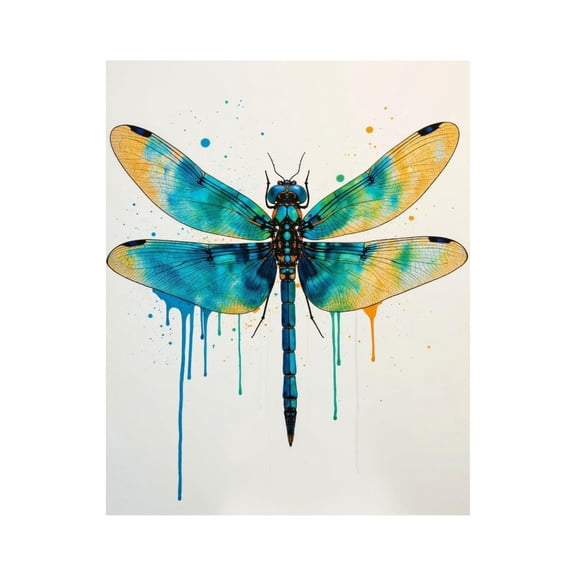 Paint by Numbers Kit for Adults, Blue Dragonfly Art Splatter Paint by Numbers, Easy Paint by Numbers Kit for Adults Beginner, DIY Adult Paint by Number Kits on Canvas, 12x16in Home Decor