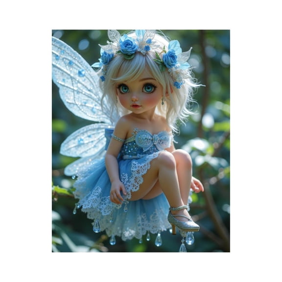 Paint by Numbers Kit for Adults, Blue Fairy Doll With Floral Crown Paint by Numbers, Easy Paint by Numbers Kit for Adults Beginner, DIY Adult Paint by Number Kits on Canvas, Home Decor