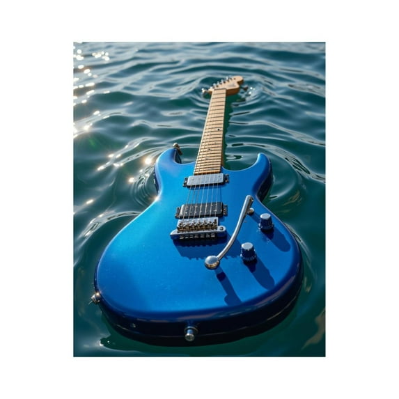 Paint by Numbers Kit for Adults, Blue Guitar Floating Water Paint by Numbers, Easy Paint by Numbers Kit for Adults Beginner, DIY Adult Paint by Number Kits on Canvas, Home Decor