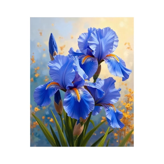 Paint by Numbers Kit for Adults, Blue Iris Blooms Nature Background Paint by Numbers, Easy Paint by Numbers Kit for Adults Beginner, DIY Adult Paint by Number Kits on Canvas, 12x16in Home Decor