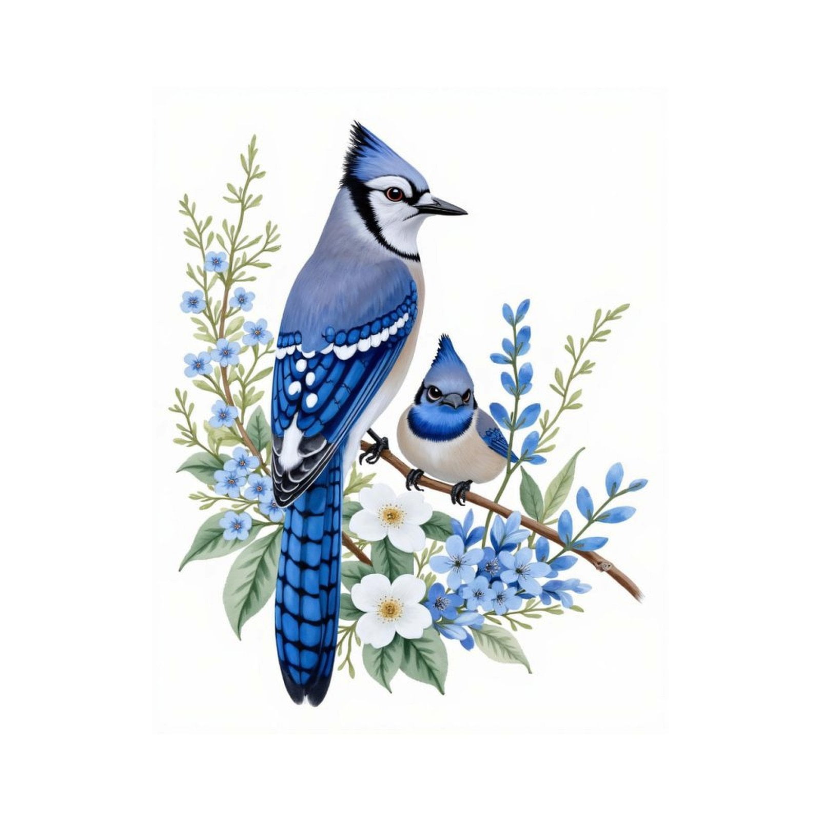 Paint by Numbers Kit for Adults, Blue Jay Floral Pair Artwork Paint by Numbers, Easy Paint by Numbers Kit for Adults Beginner, DIY Adult Paint by Number Kits on Canvas, Home Decor