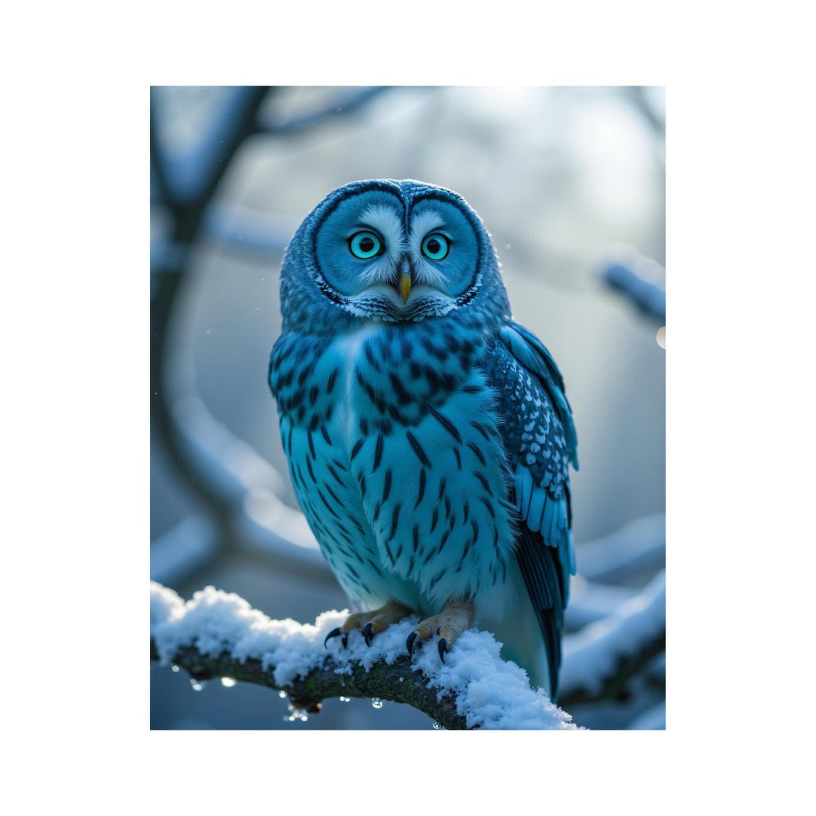 Paint by Numbers Kit for Adults, Blue Owl Snowy Branch Winter Paint by Numbers, Easy Paint by Numbers Kit for Adults Beginner, DIY Adult Paint by Number Kits on Canvas, Home Decor