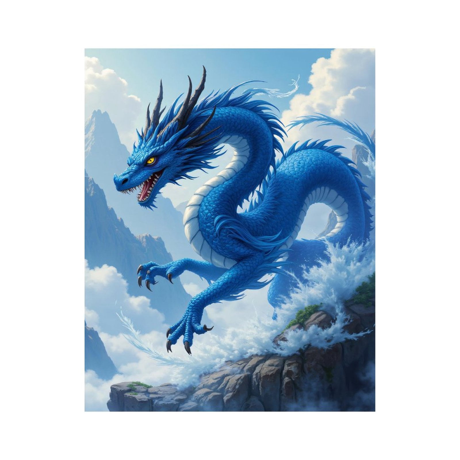 Paint by Numbers Kit for Adults, Blue Serpent Soaring Over Cliffs Paint ...