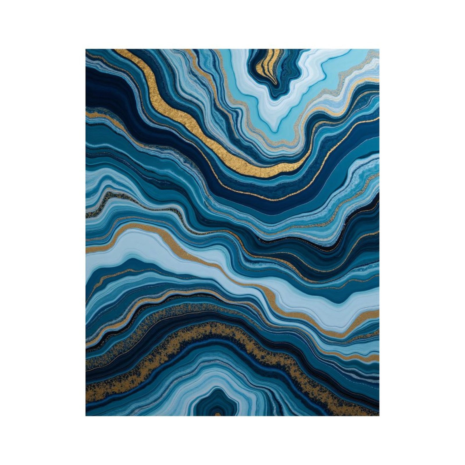 Paint by Numbers Kit for Adults, Blue Waves Gold Accents Abstract Paint ...