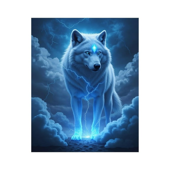 Paint by Numbers Kit for Adults, Blue Wolf Lightning Storm Vision Paint by Numbers, Easy Paint by Numbers Kit for Adults Beginner, DIY Adult Paint by Number Kits on Canvas, 12x16in Home Decor