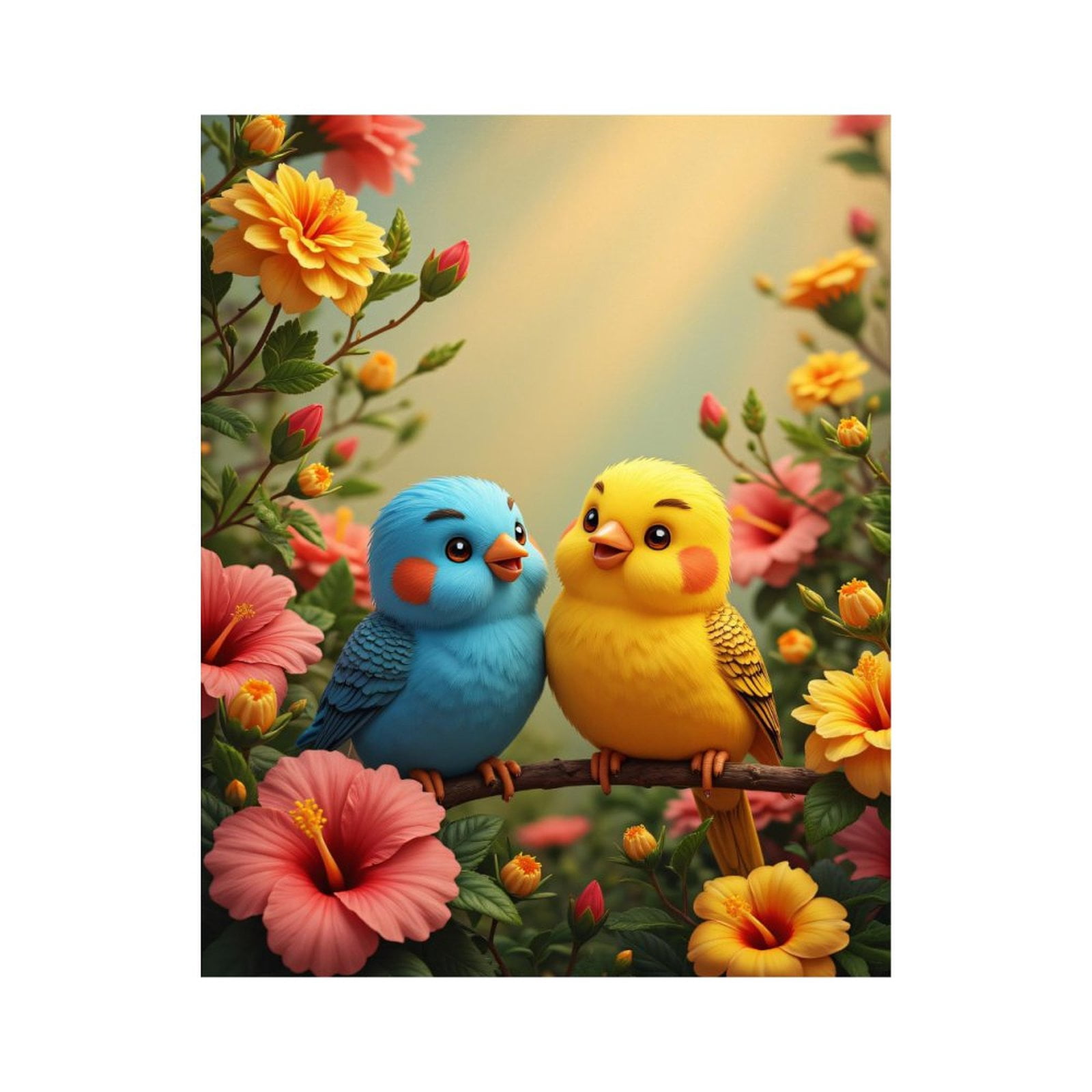 Paint by Numbers Kit for Adults, Blue Yellow Birds Floral Paint by Numbers, Easy Paint by Numbers Kit for Adults Beginner, DIY Adult Paint by Number Kits on Canvas, Home Decor