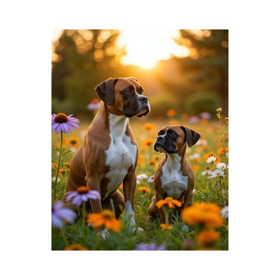 Paint by Numbers Kit for Adults, Boxer Dogs In Flower Field Sunset Paint by Numbers, Easy Paint by Numbers Kit for Adults Beginner, DIY Adult Paint by Number Kits on Canvas, 12x16in Home Decor