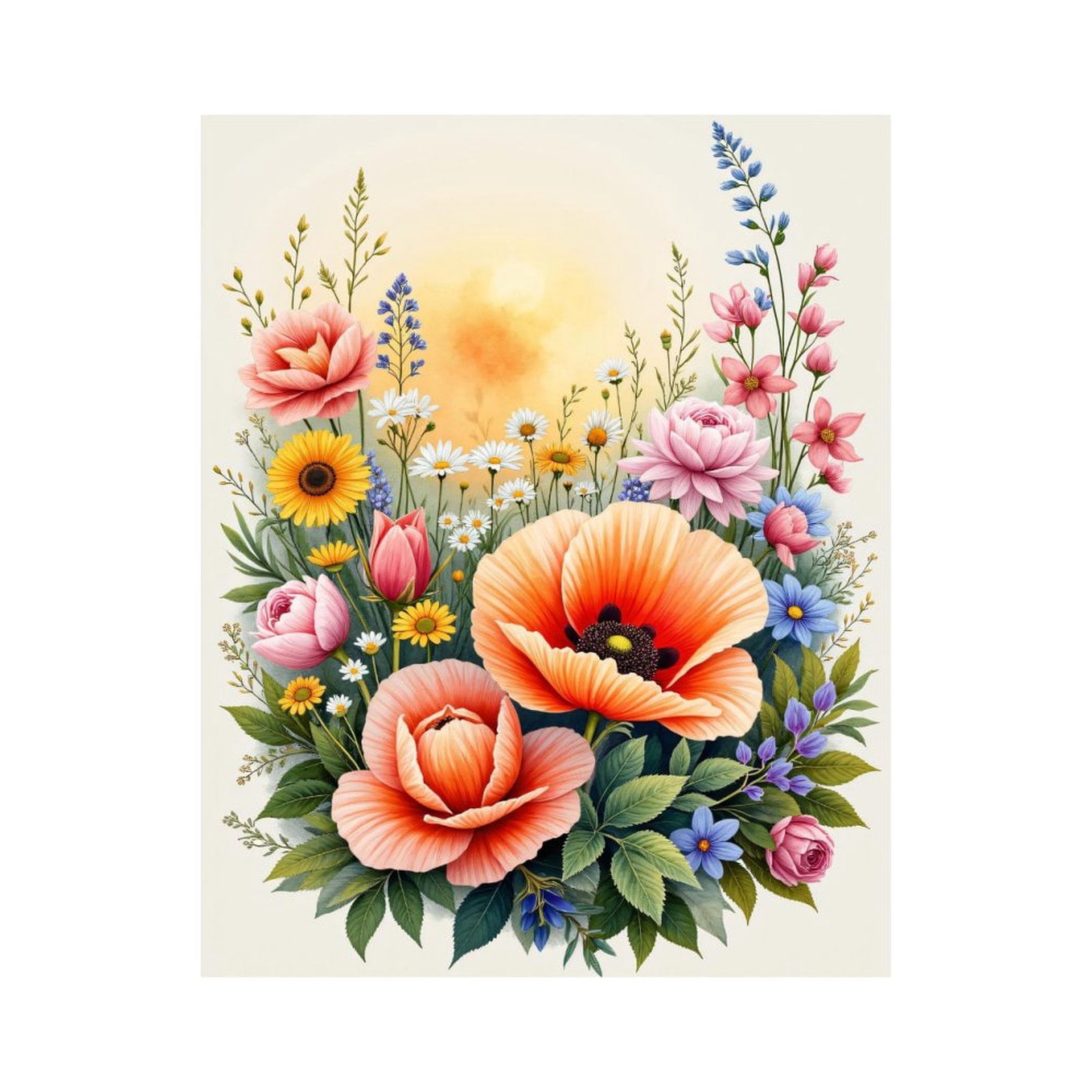 Paint by Numbers Kit for Adults, Bright Floral Sunrise Arrangement Paint by Numbers, Easy Paint by Numbers Kit for Adults Beginner, DIY Adult Paint by Number Kits on Canvas, Home Decor
