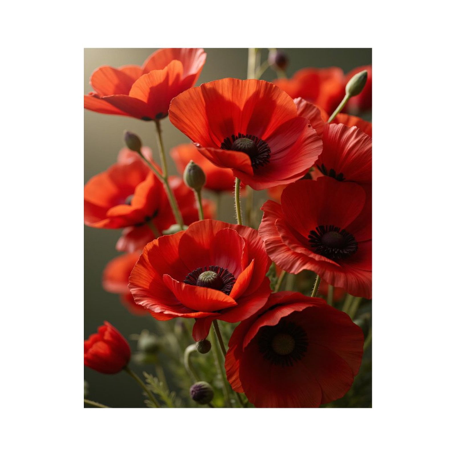 Paint by Numbers Kit for Adults, Bright Red Poppy Blossoms Paint by Numbers, Easy Paint by Numbers Kit for Adults Beginner, DIY Adult Paint by Number Kits on Canvas, 12x16in Home Decor