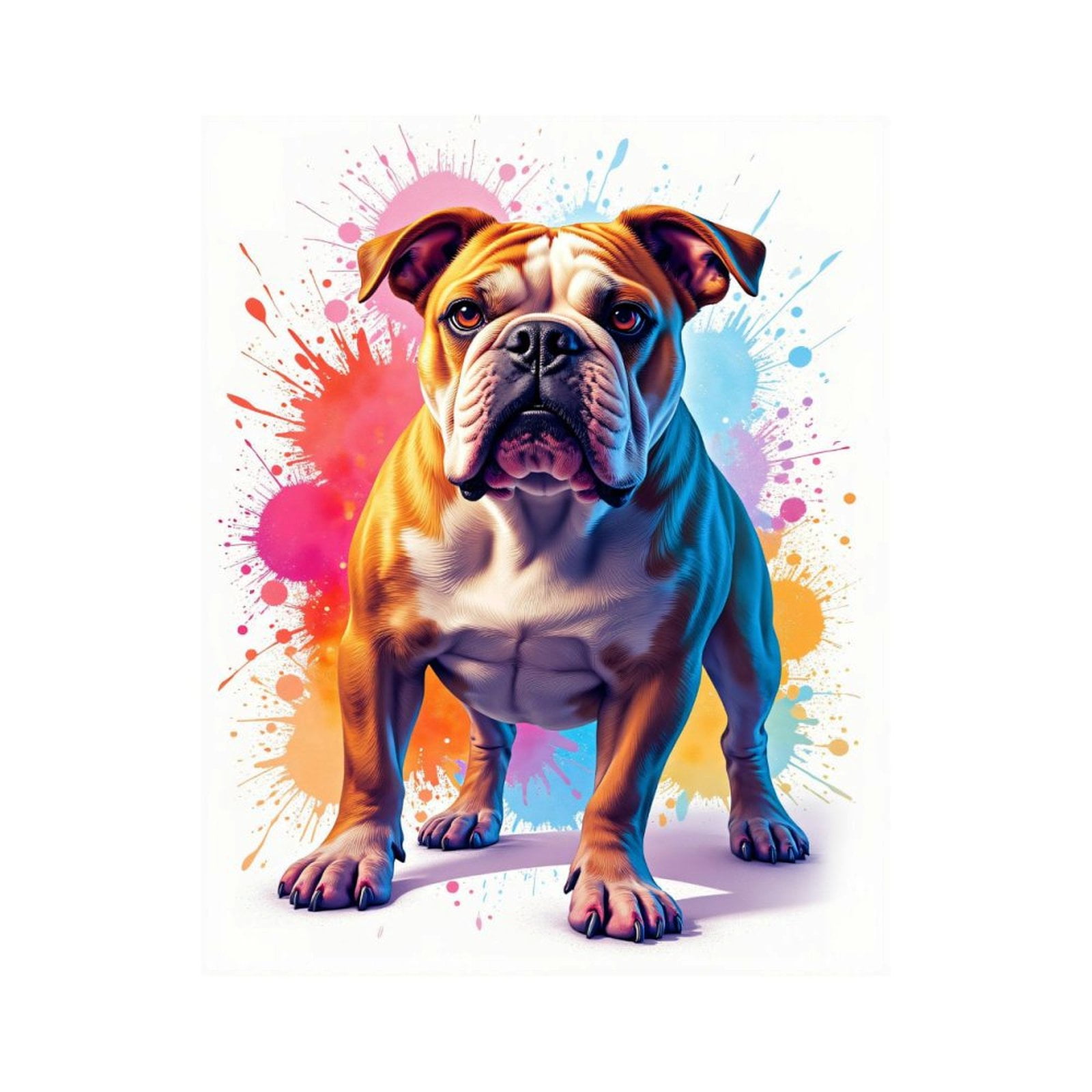 Paint by Numbers Kit for Adults, Bulldog Colorful Paint Splash Art Paint by Numbers, Easy Paint by Numbers Kit for Adults Beginner, DIY Adult Paint by Number Kits on Canvas, Home Decor