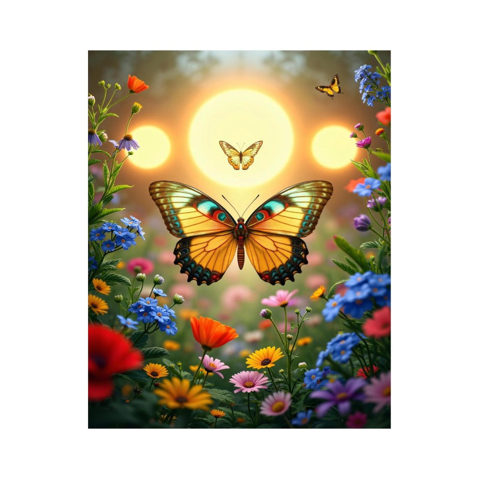 Paint by Numbers Kit for Adults, Butterflies In Colorful Flower Garden ...