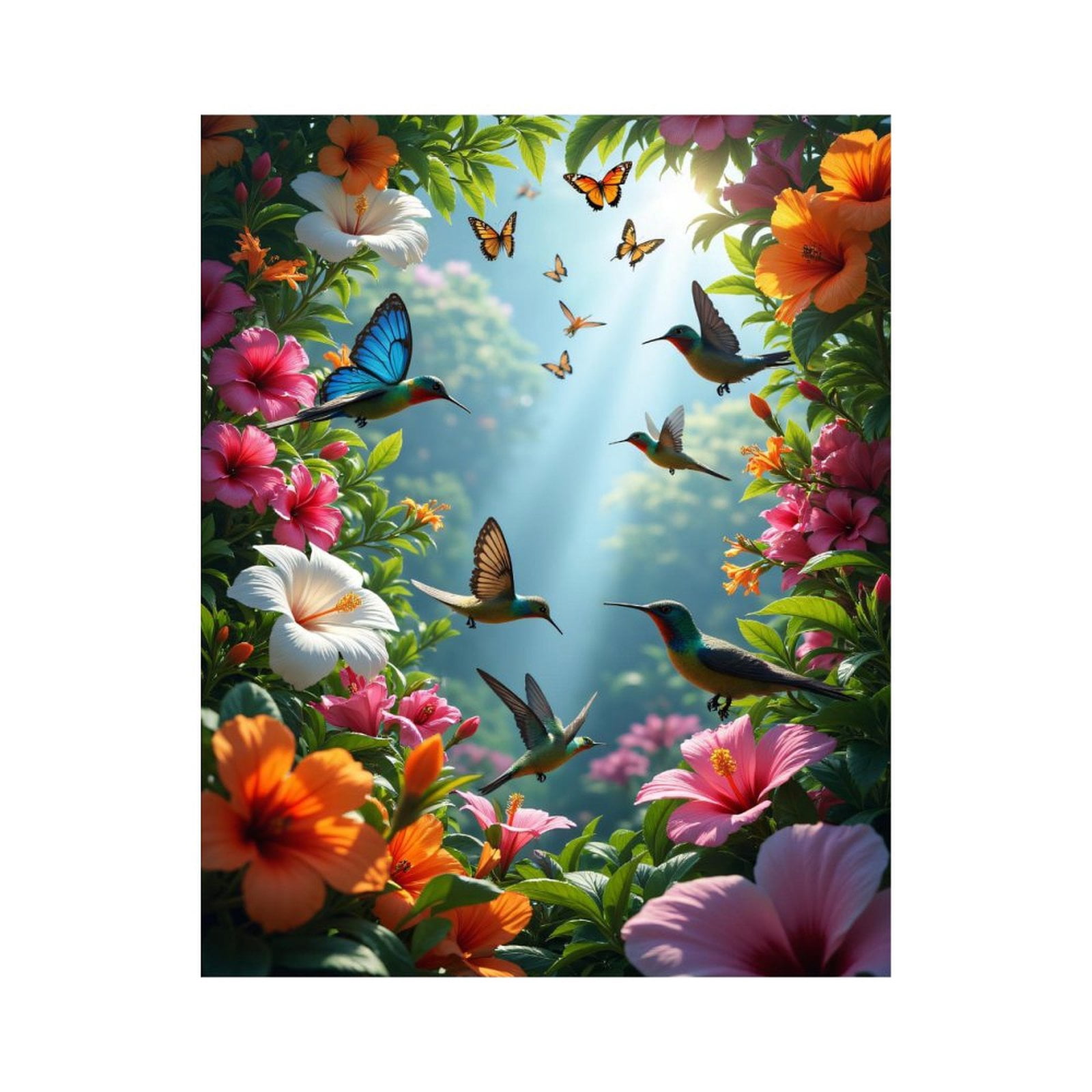 Paint by Numbers Kit for Adults, Butterflies Hummingbirds Colorful Blooms Paint by Numbers, Easy Paint by Numbers Kit for Adults Beginner, DIY Adult Paint by Number Kits on Canvas, Home Decor
