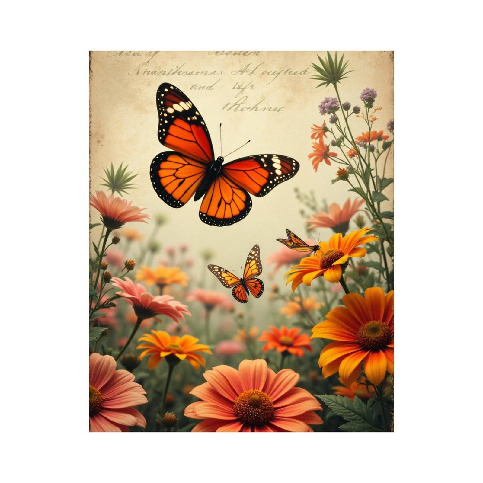 Paint by Numbers Kit for Adults, Butterflies In Vibrant Flower Garden ...