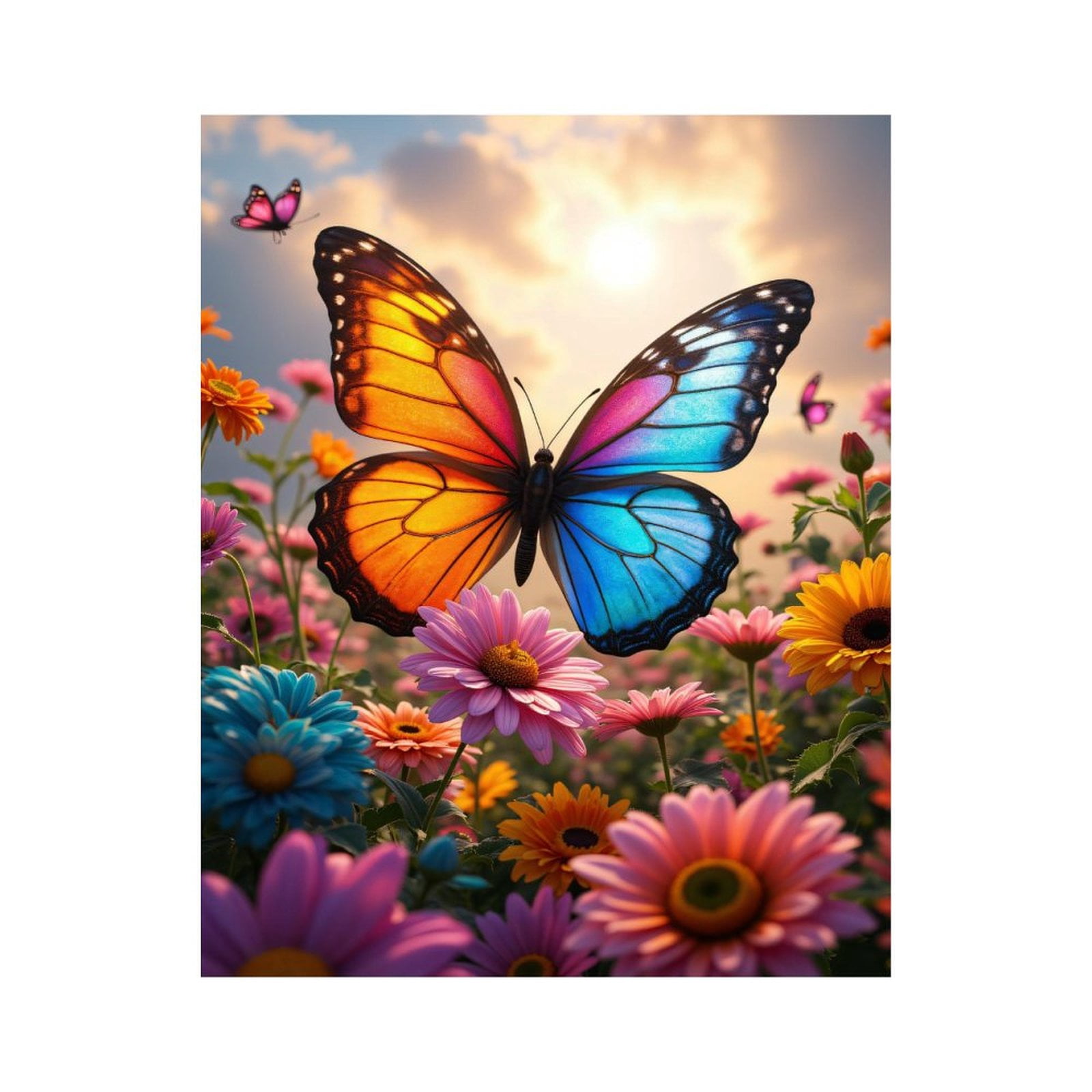 Paint by Numbers Kit for Adults, Butterfly Colorful Flowers Sunset Sky ...