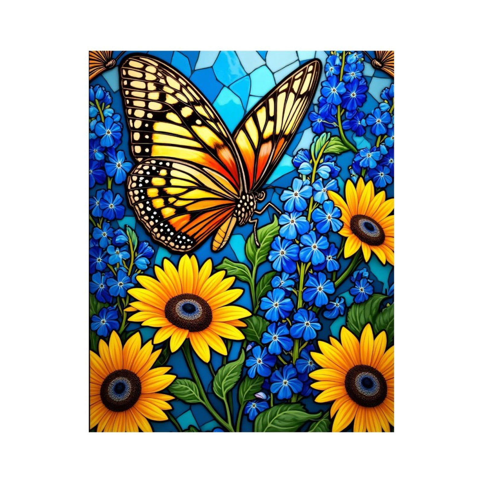 Paint by Numbers Kit for Adults, Butterfly Sunflower Floral Art Scene ...