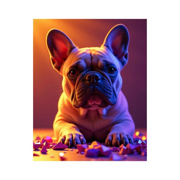 Paint by Numbers Kit for Adults, Calm Bulldog Under Colorful Light Paint by Numbers, Easy Paint by Numbers Kit for Adults Beginner, DIY Adult Paint by Number Kits on Canvas, Home Decor