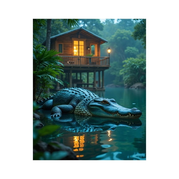 Paint by Numbers Kit for Adults, Calm Lake House Alligator Scene Paint by Numbers, Easy Paint by Numbers Kit for Adults Beginner, DIY Adult Paint by Number Kits on Canvas, 12x16in Home Decor