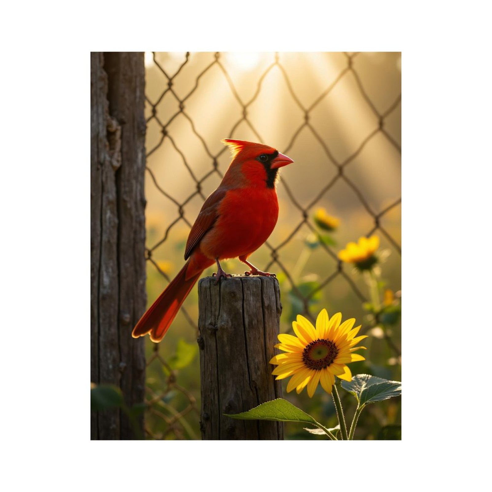 Paint by Numbers Kit for Adults, Cardinal Perched Sunflower Glow Paint by Numbers, Easy Paint by Numbers Kit for Adults Beginner, DIY Adult Paint by Number Kits on Canvas, Home Decor