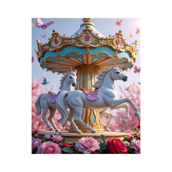 Paint by Numbers Kit for Adults, Carousel Horses Blossoms Butterflies Paint by Numbers, Easy Paint by Numbers Kit for Adults Beginner, DIY Adult Paint by Number Kits on Canvas, 12x16in Home Decor