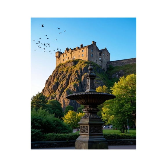 Paint by Numbers Kit for Adults, Castle Fountain Birds Sunset Scene Paint by Numbers, Easy Paint by Numbers Kit for Adults Beginner, DIY Adult Paint by Number Kits on Canvas, Home Decor