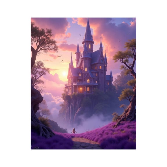 Paint by Numbers Kit for Adults, Castle Sunset Purple Landscape Fantasy Paint by Numbers, Easy Paint by Numbers Kit for Adults Beginner, DIY Adult Paint by Number Kits on Canvas, Home Decor