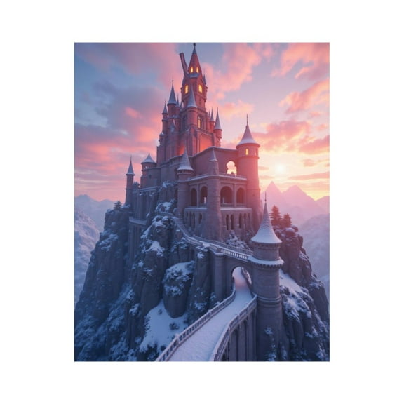 Paint by Numbers Kit for Adults, Castle Sunset Winter Majestic Mountains Paint by Numbers, Easy Paint by Numbers Kit for Adults Beginner, DIY Adult Paint by Number Kits on Canvas, Home Decor