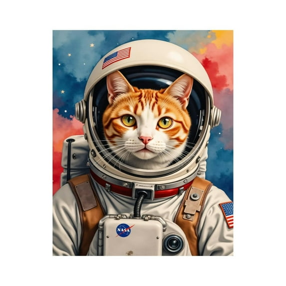Paint by Numbers Kit for Adults, Cat Astronaut Space Suit Stars Paint by Numbers, Easy Paint by Numbers Kit for Adults Beginner, DIY Adult Paint by Number Kits on Canvas, 12x16in Home Decor