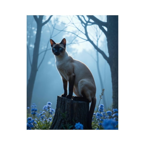 Paint by Numbers Kit for Adults, Cat Forest Blue Flowers Stump Paint by Numbers, Easy Paint by Numbers Kit for Adults Beginner, DIY Adult Paint by Number Kits on Canvas, Home Decor