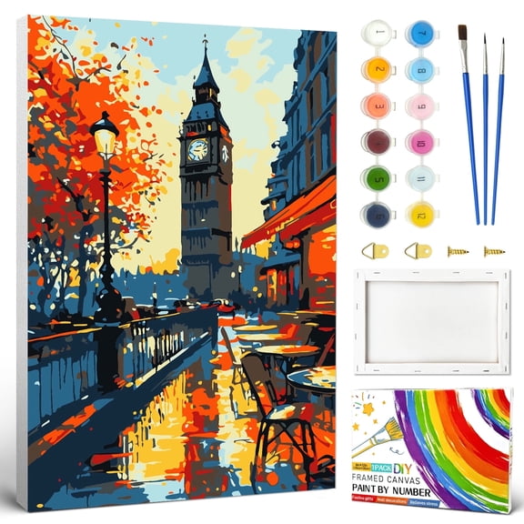 QUITEDEW Paint by Number Kits for Adults,Big Ben Oil Painting Framed in Colorful Box,Gift and Wall Decoration 8x12 Inch