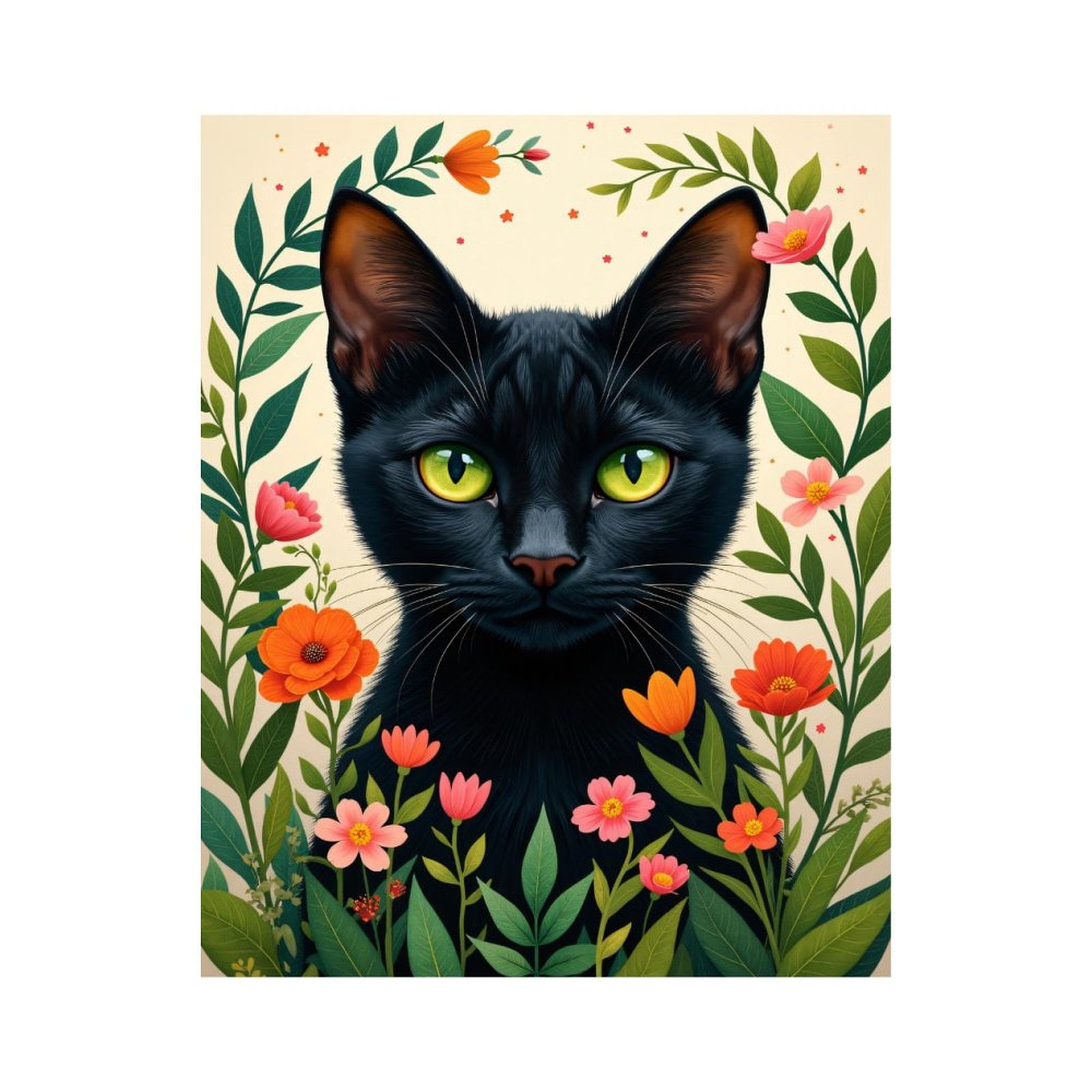 Paint by Numbers Kit for Adults, Cat Portrait With Flowers Paint by Numbers, Easy Paint by Numbers Kit for Adults Beginner, DIY Adult Paint by Number Kits on Canvas, Home Decor